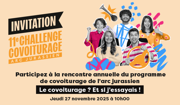 Participez à la rencontre annuelle du Dispositif covoiturage de l'Arc jurassien / jeudi 27 novembre à 10h